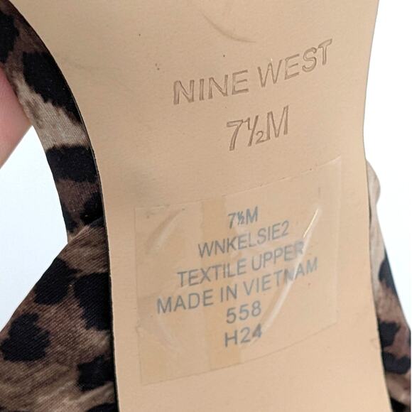Nine West Kelsie Ankle Wrap Sandal Heeled Open Toe Women's Leopard Size US7.5M - Picture 7 of 11
